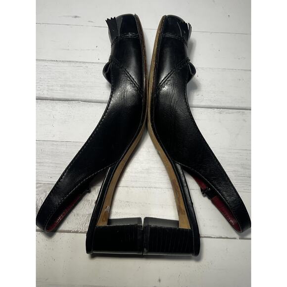 Max Studio Shoes Womens Size 9M Black Red Leather Slingback Heels Loafer Style - Picture 4 of 11